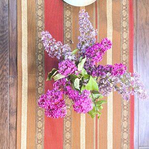 Handmade Striped Cotton Table Runner with Fringe 44x140 cm NWT